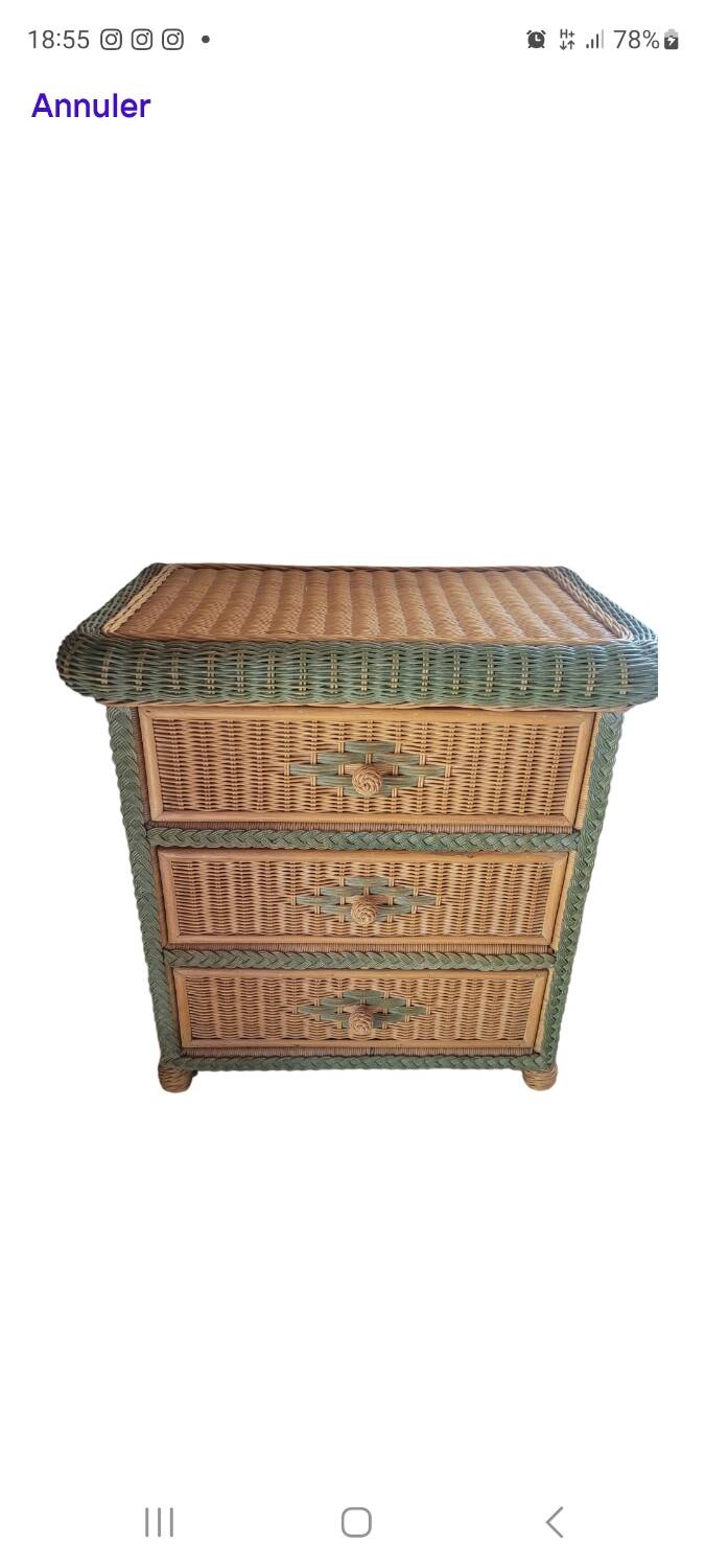 Wicker/rattan/wood chest of drawers