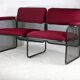 Black honeycomb steel sofa, burgundy fabrics, Italy, circa 1970