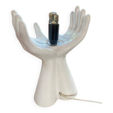 vintage ceramic and opaline hand lamp