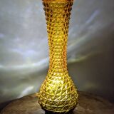 Amber yellow glass vase. d'Empoli diamond points - Year 1950 - Italy
