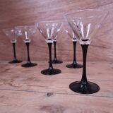 6 Verres cocktail à pied noirs Luminarc vintage