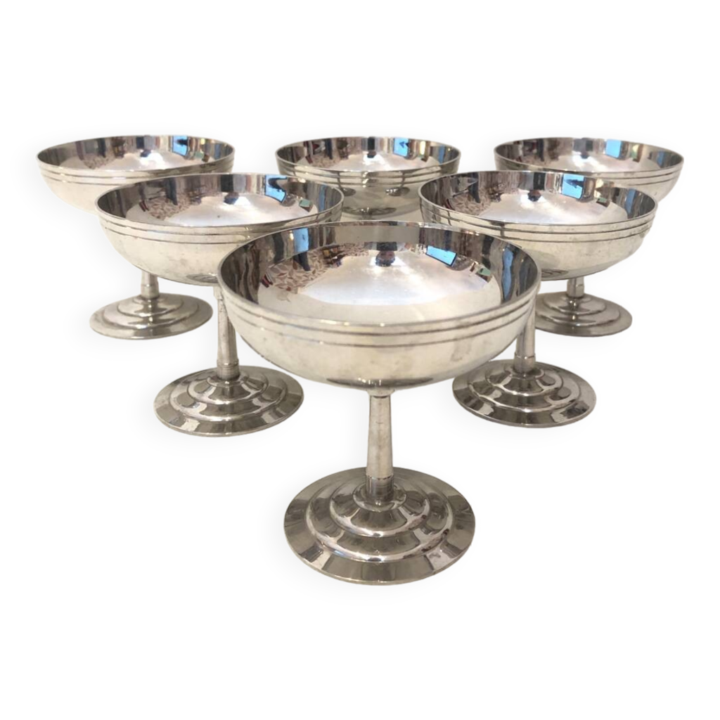 Coupes à Glace Letang Remy Vintage – Inox 8/10, Pied – Années 1970 – Lot