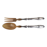 Sterling silver and horn salad servers
