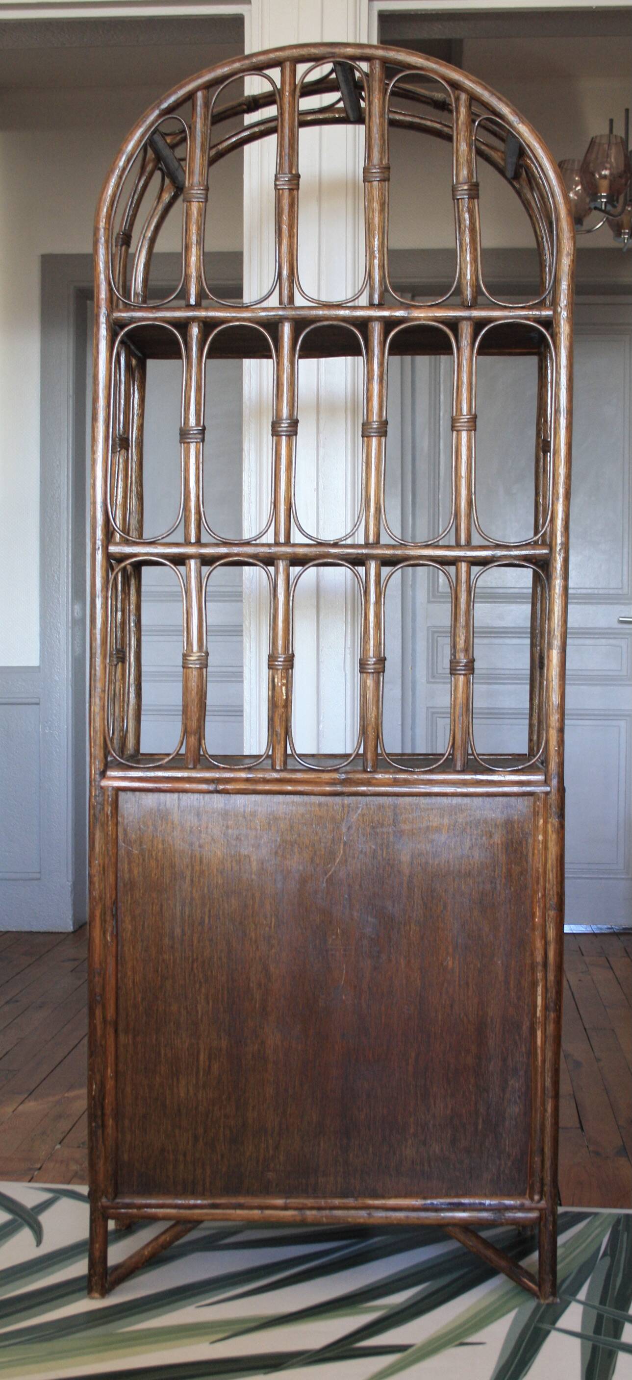 Rattan, cane and bamboo shelf/bookcase