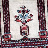 Tapis de prière vintage pakistanais Lahore fait main en laine – 60 x 93 cm