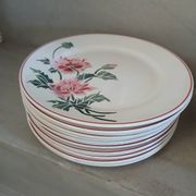 12 assiettes plates anciennes + soupière HBCM