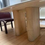 Vintage travertine table, Roche Bobois, France 1970