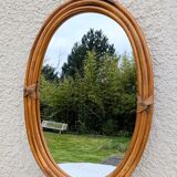 Large bamboo rattan mirror 70 80 Vintage 67 cm x 46 cm Excellent condition