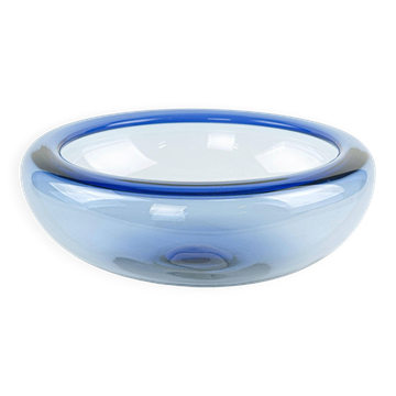 Blue glass bowl, Danish design, 1970s, manufactured by Holmegaard