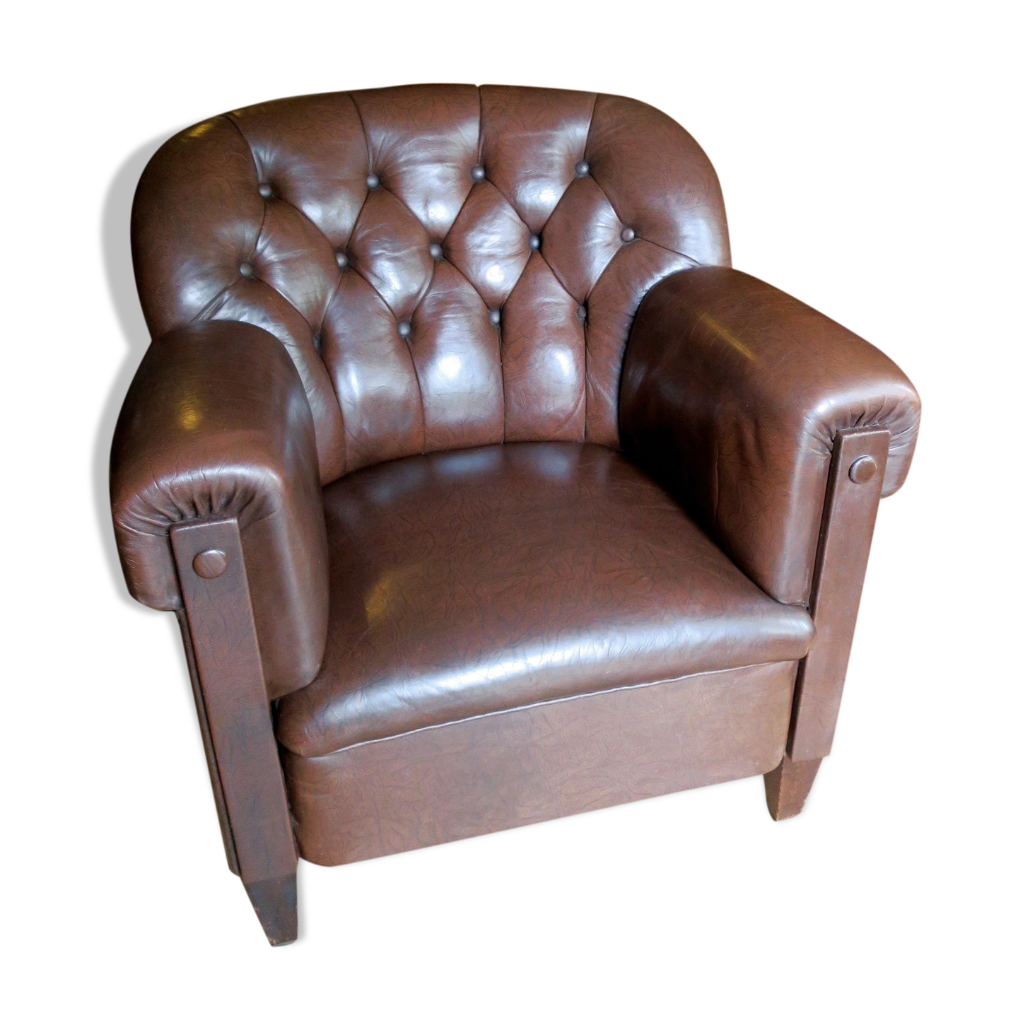 Vintage Dark Brown Leather Club Chair