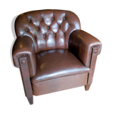 Vintage Dark Brown Leather Club Chair