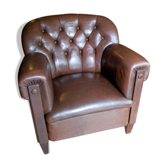 Vintage Dark Brown Leather Club Chair