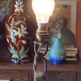 Vintage floor lamp from the 50s in blackened iron in the shape of a chain