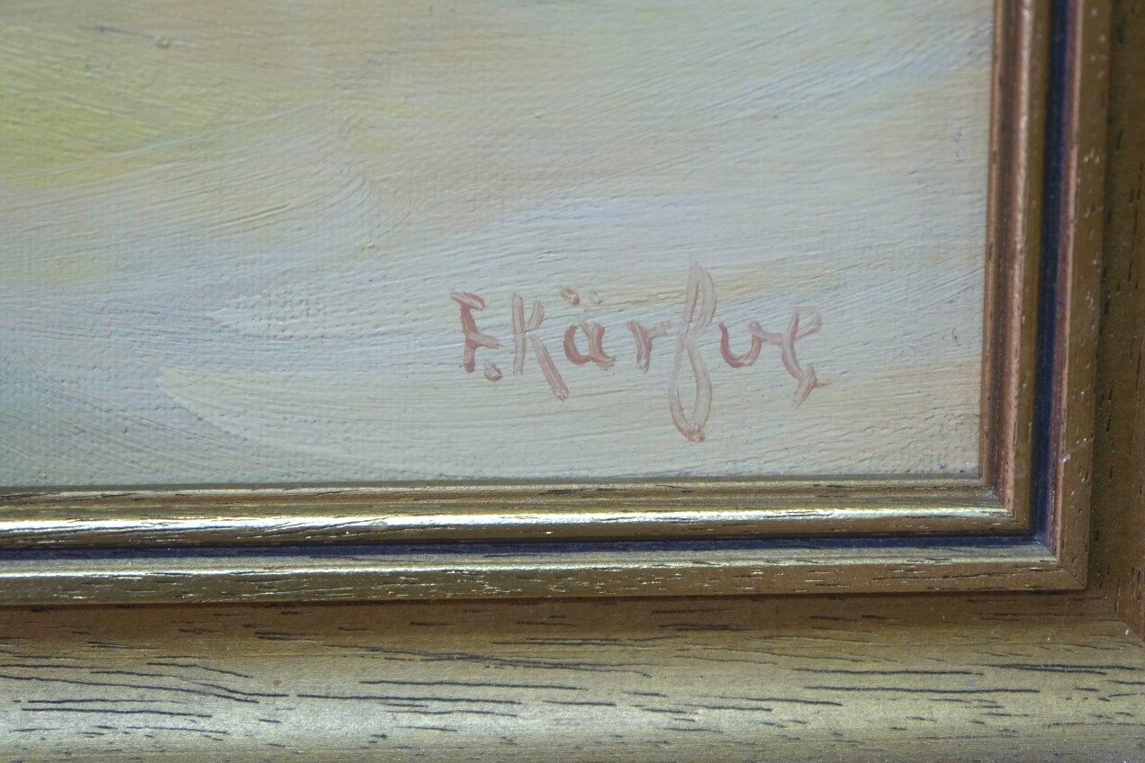 Fritz Kärfve (1880-1967) swedish modern landscape, 1960s, oil on canvas, framed