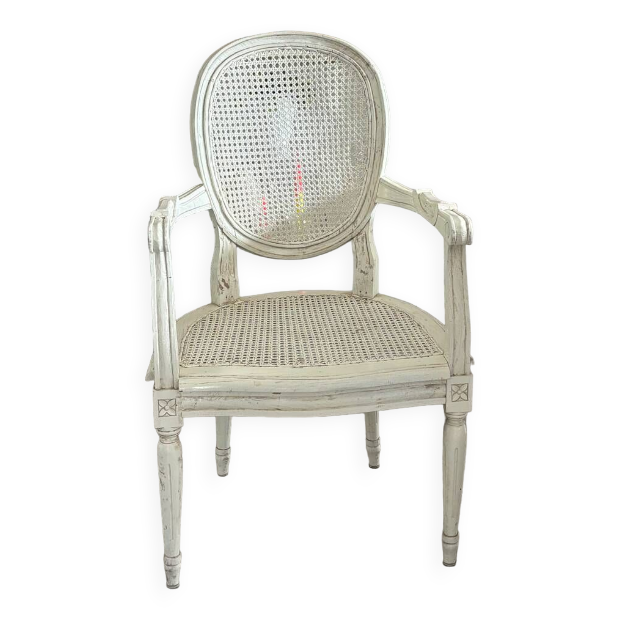 Caned medallion armchair