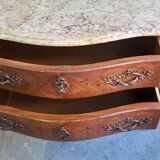 ROSEWOOD COMMODE WITH 2 DRAWERS AND OCHRE MARBLE TOP