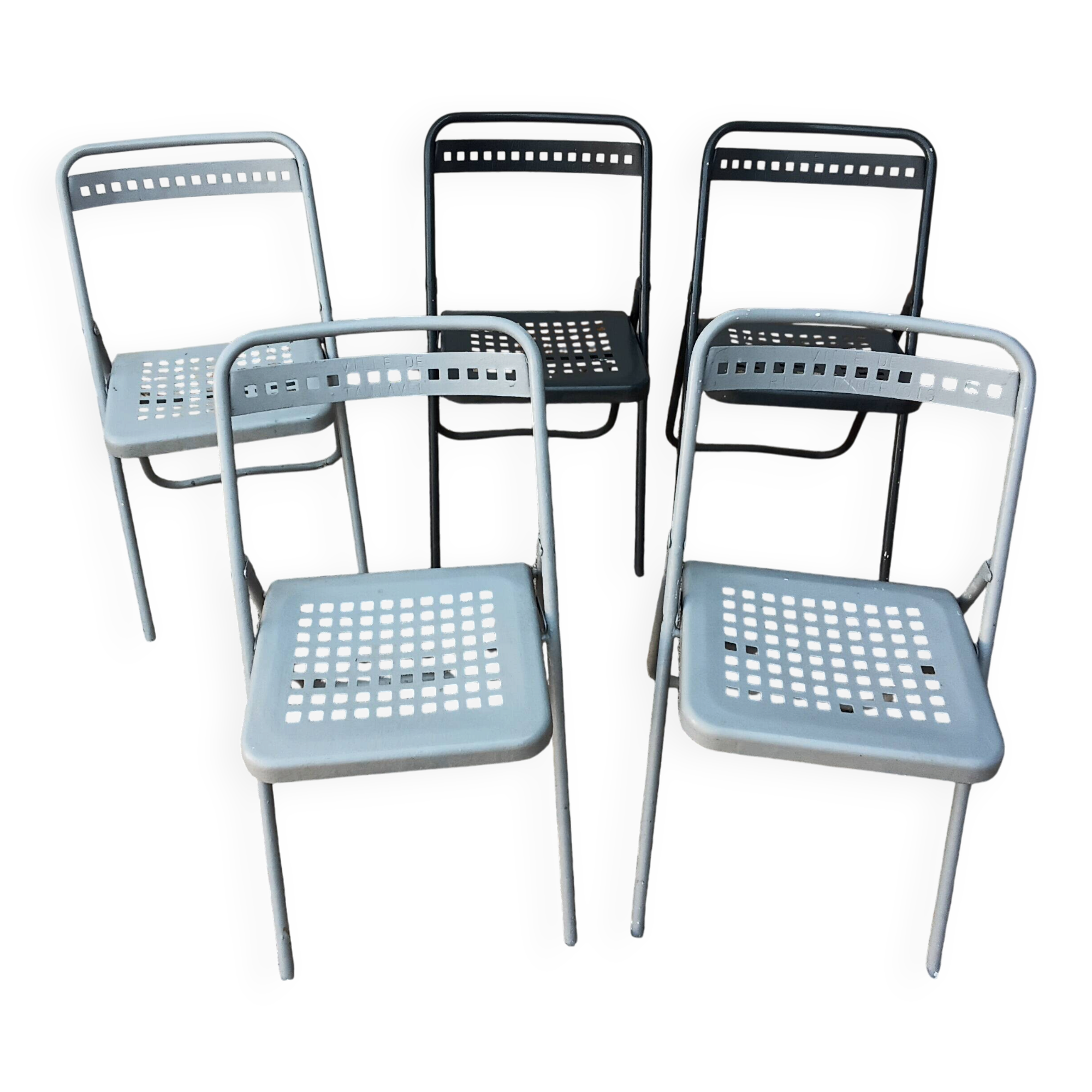Set of five folding chairs