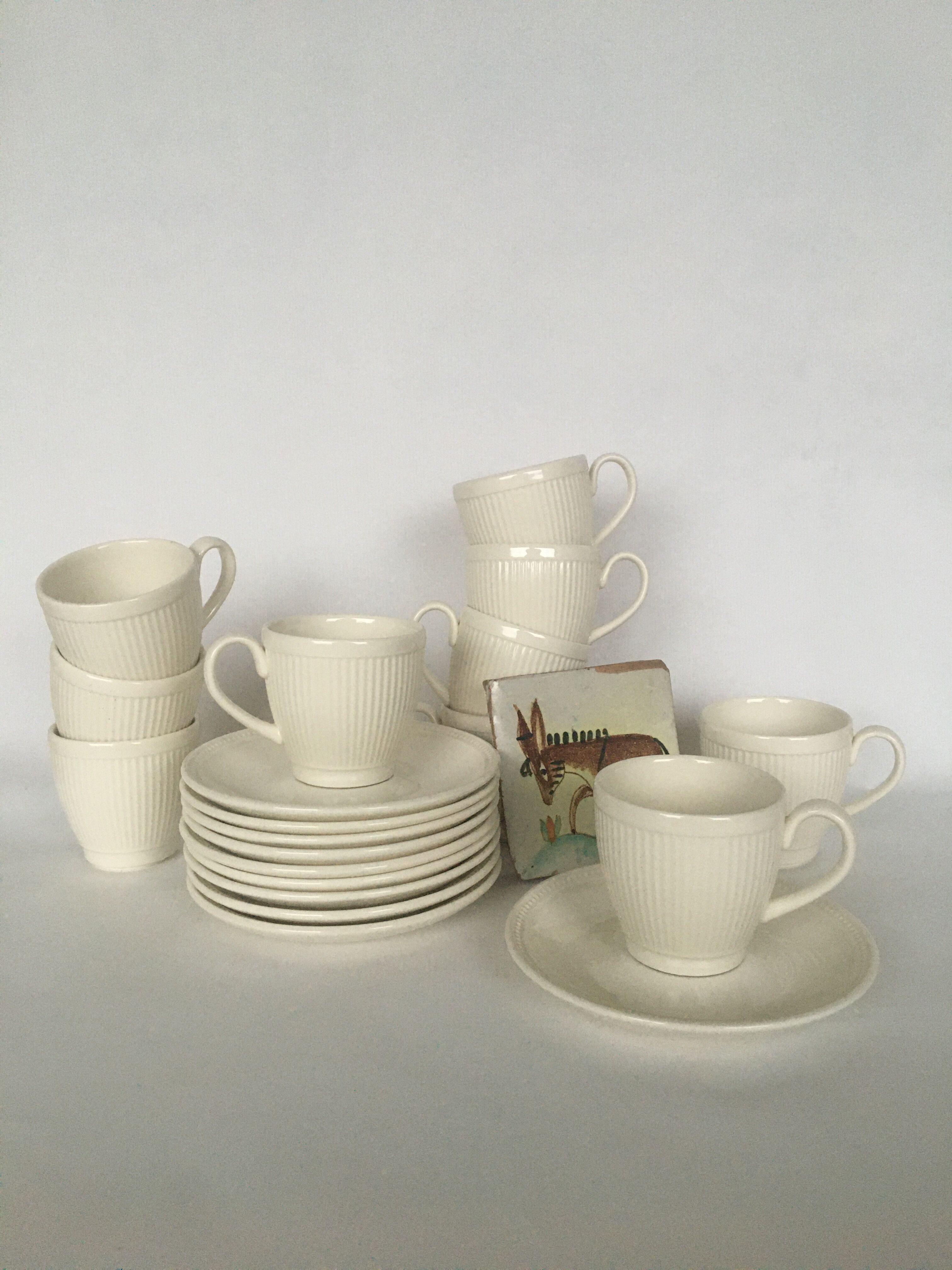 Ten English cups and saucers