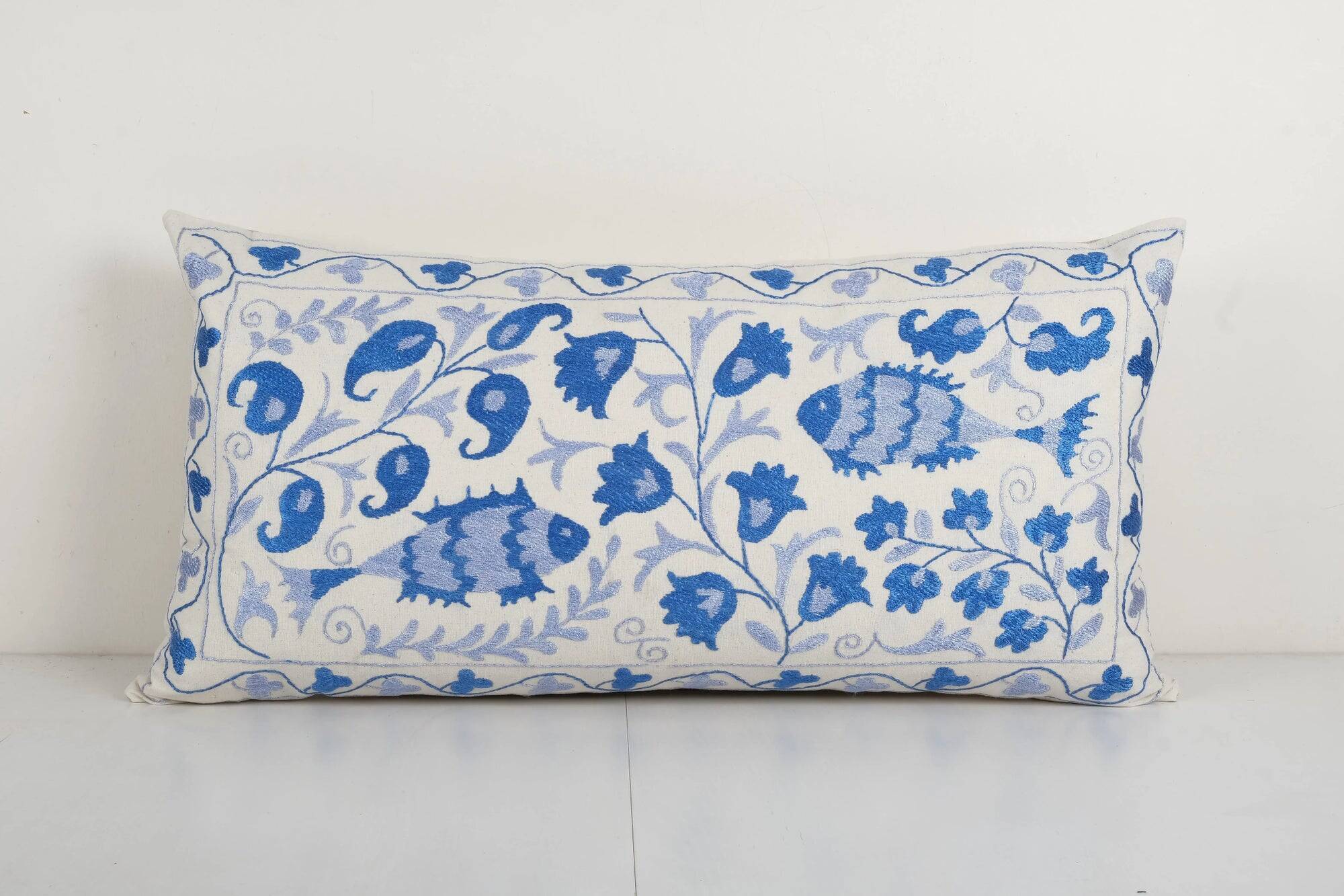 Vintage embroidered cushion cover 46x86 cm