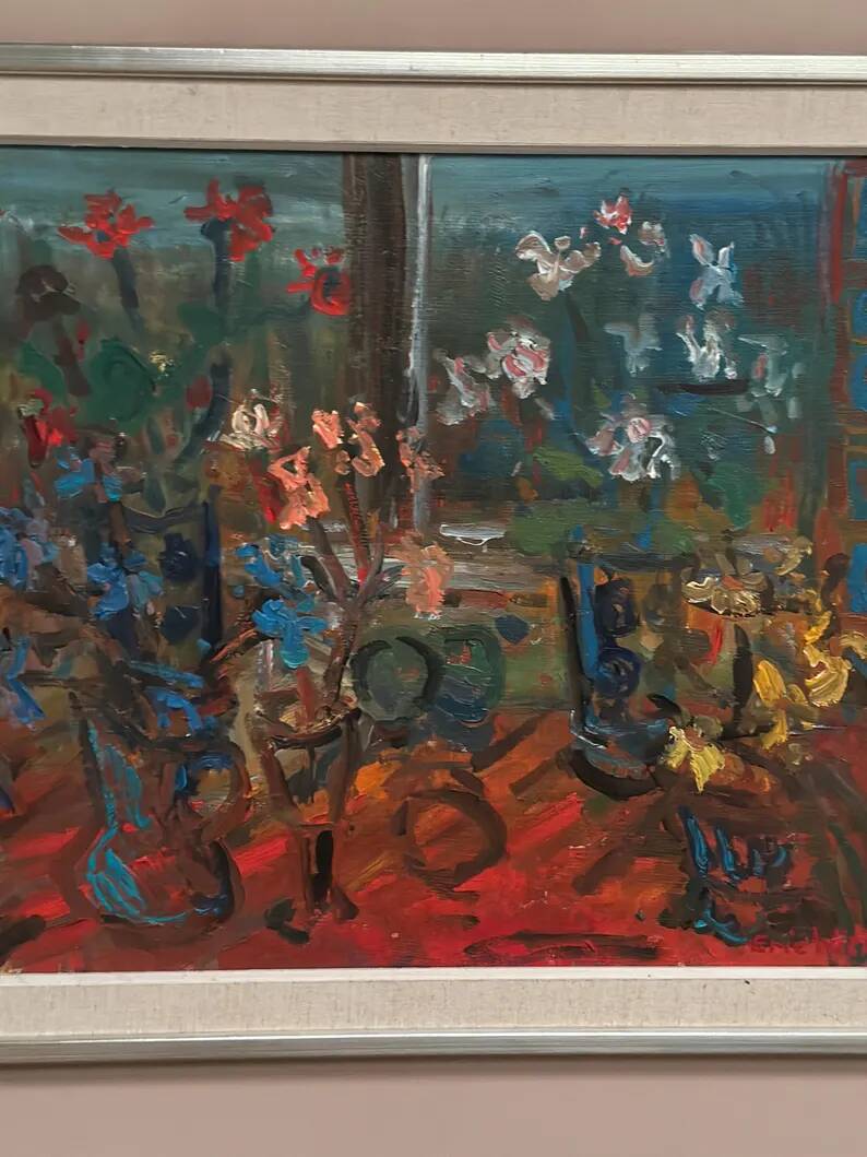 Original Swedish Oil on Canvas 'Still Life with Flowers' by Eric With