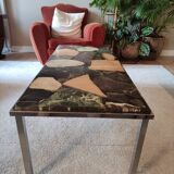 70s vintage chrome and resin coffee table