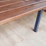 Metal and wood locker room bench