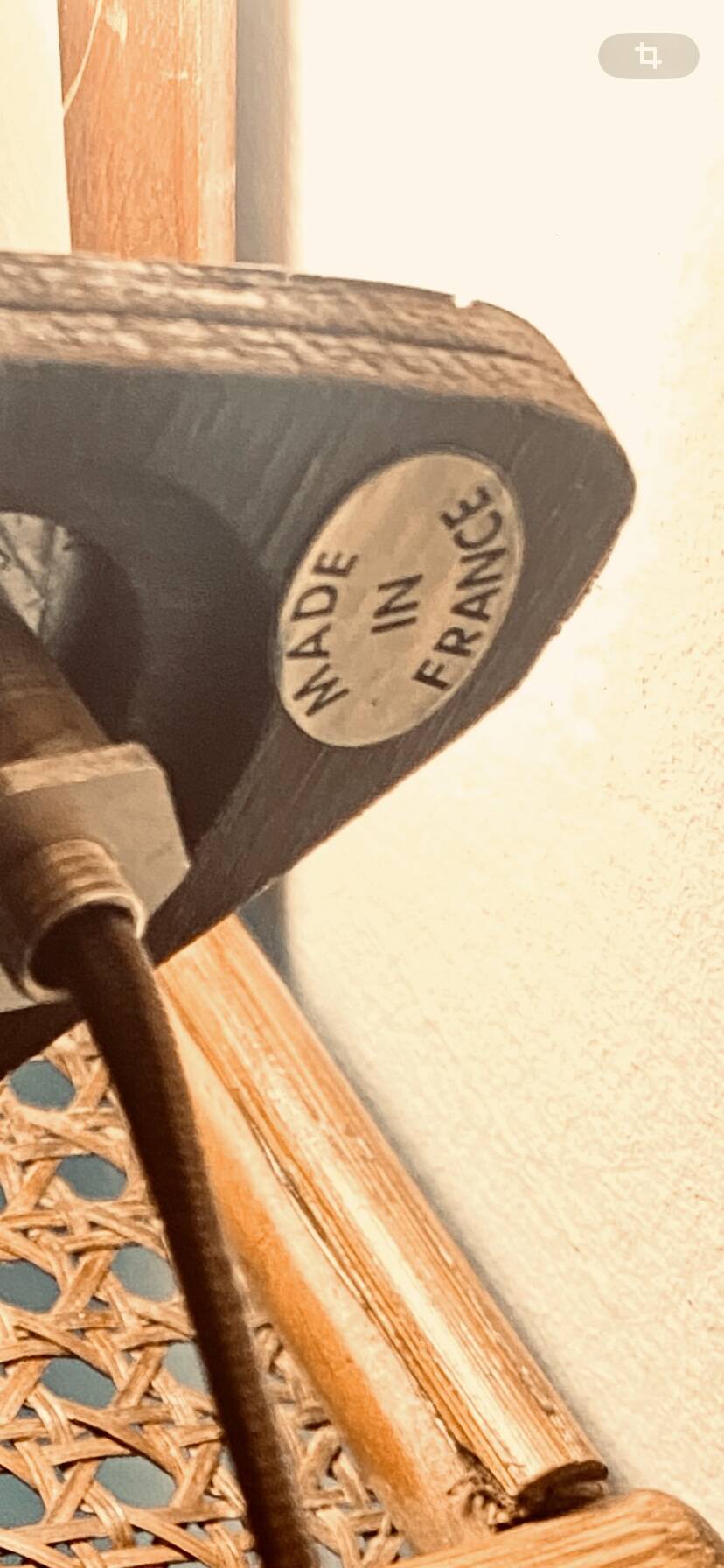 Duo wall lights, 3 M fabric cable, rattan and cane, 70s