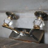 Art Deco wall sconce, brass and Sèvres crystal, light fixture.