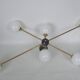 Chandelier vintage Stilnovo des années 1960, en laiton et en verre, 6xE14