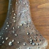 Brown enamelled terracotta candle holder