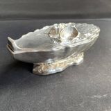 Gravy boat or oyster butter dish – Maurice Gouaillé – Silver plated metal & satin glass