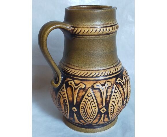 Ceramic pitcher west-germany jasba vintage graphic patterns