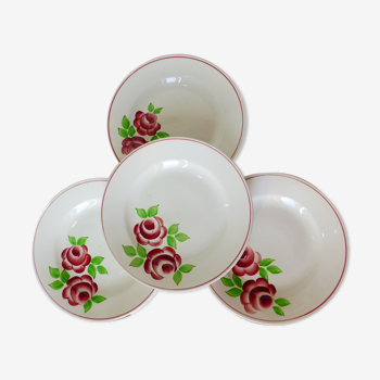 4 assiettes plates modèle Rose Mai