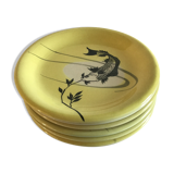 6 ceramic plates decorated with fish