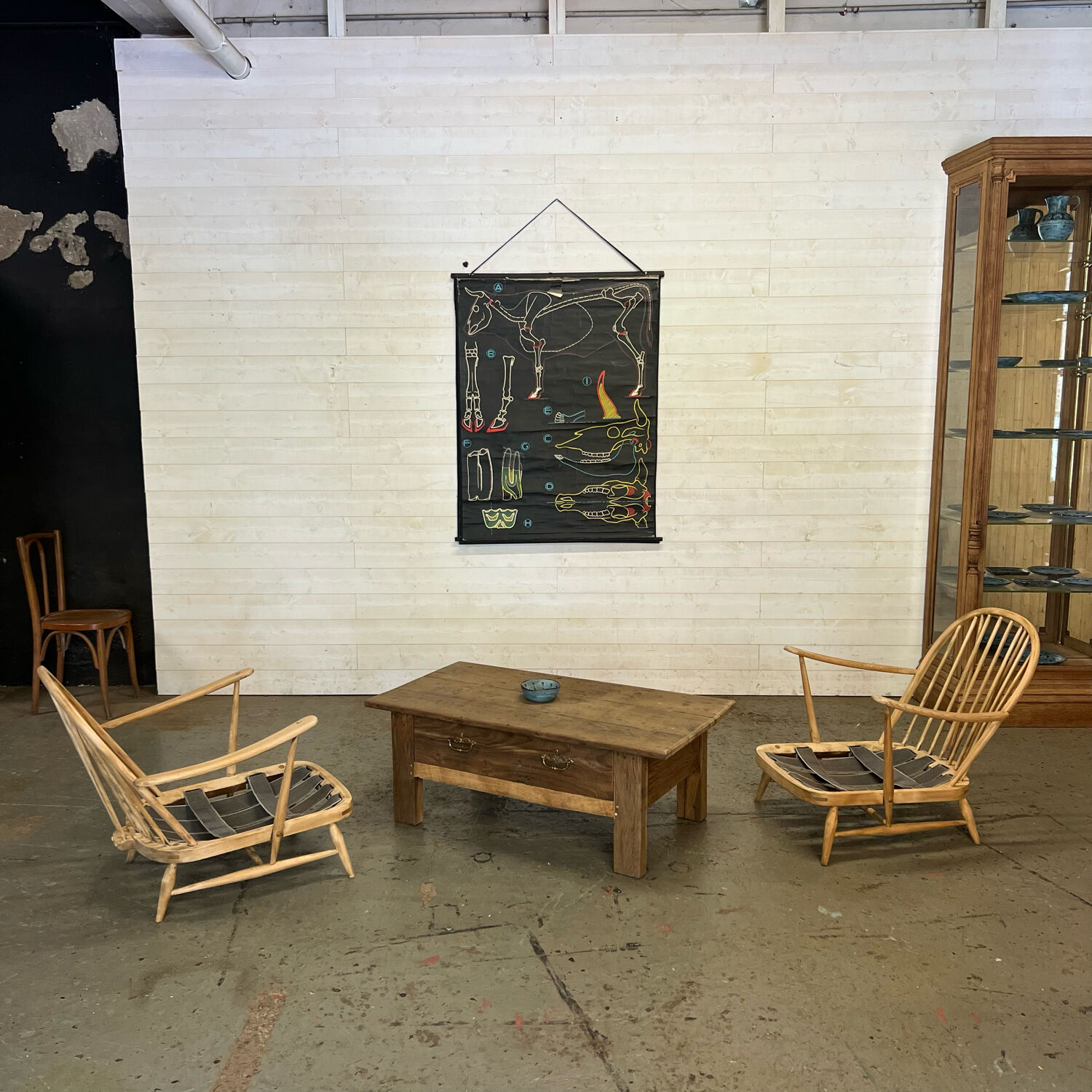Rustic chestnut farmhouse coffee table