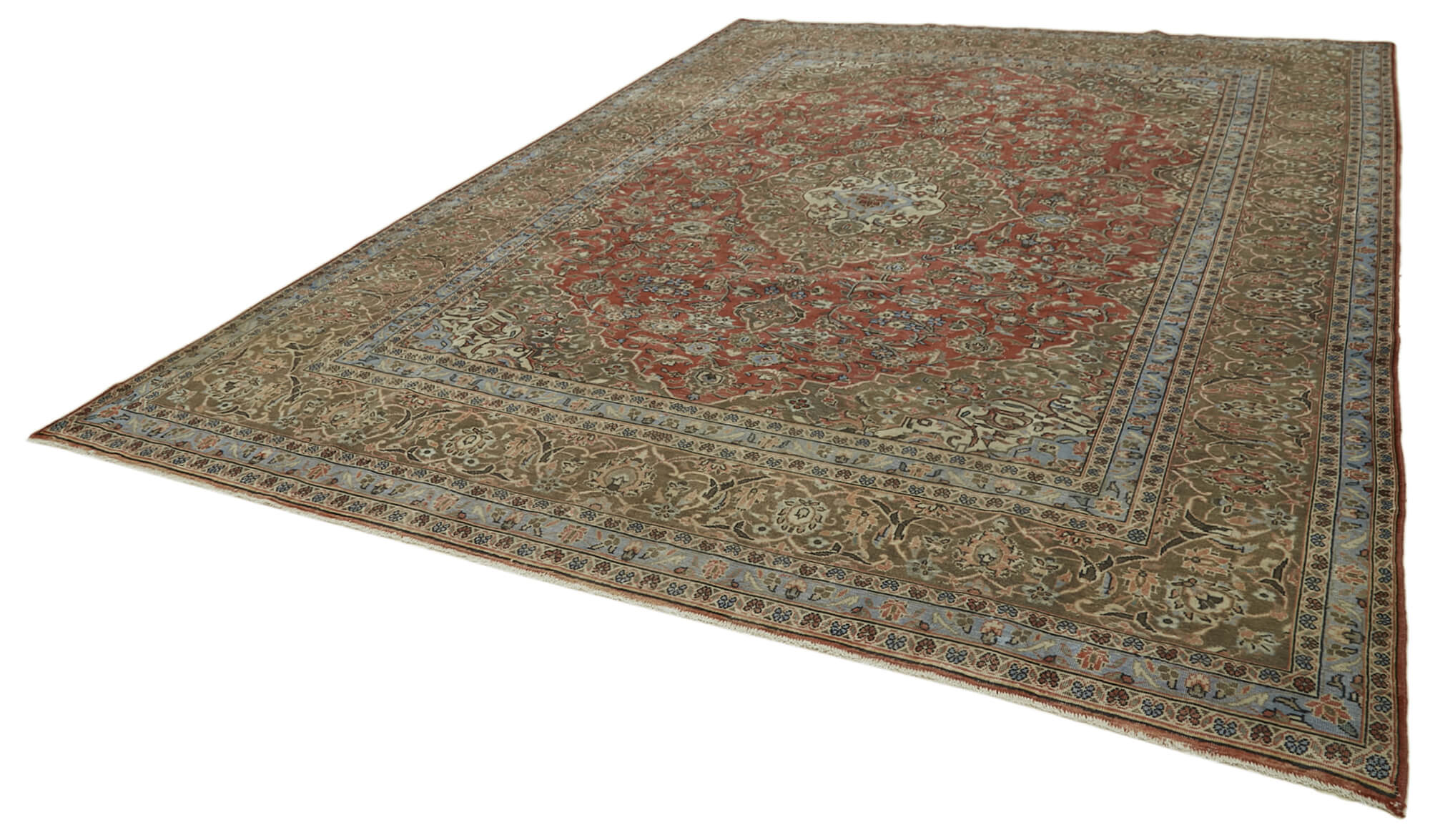Handwoven oriental vintage 288 cm x 398 cm red wool carpet