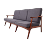 3-seater sofa with patinated oak armrests and 1960s Italy fabric