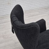 1960s, Danish relax armchair, reupholstered, gray furniture fabric..