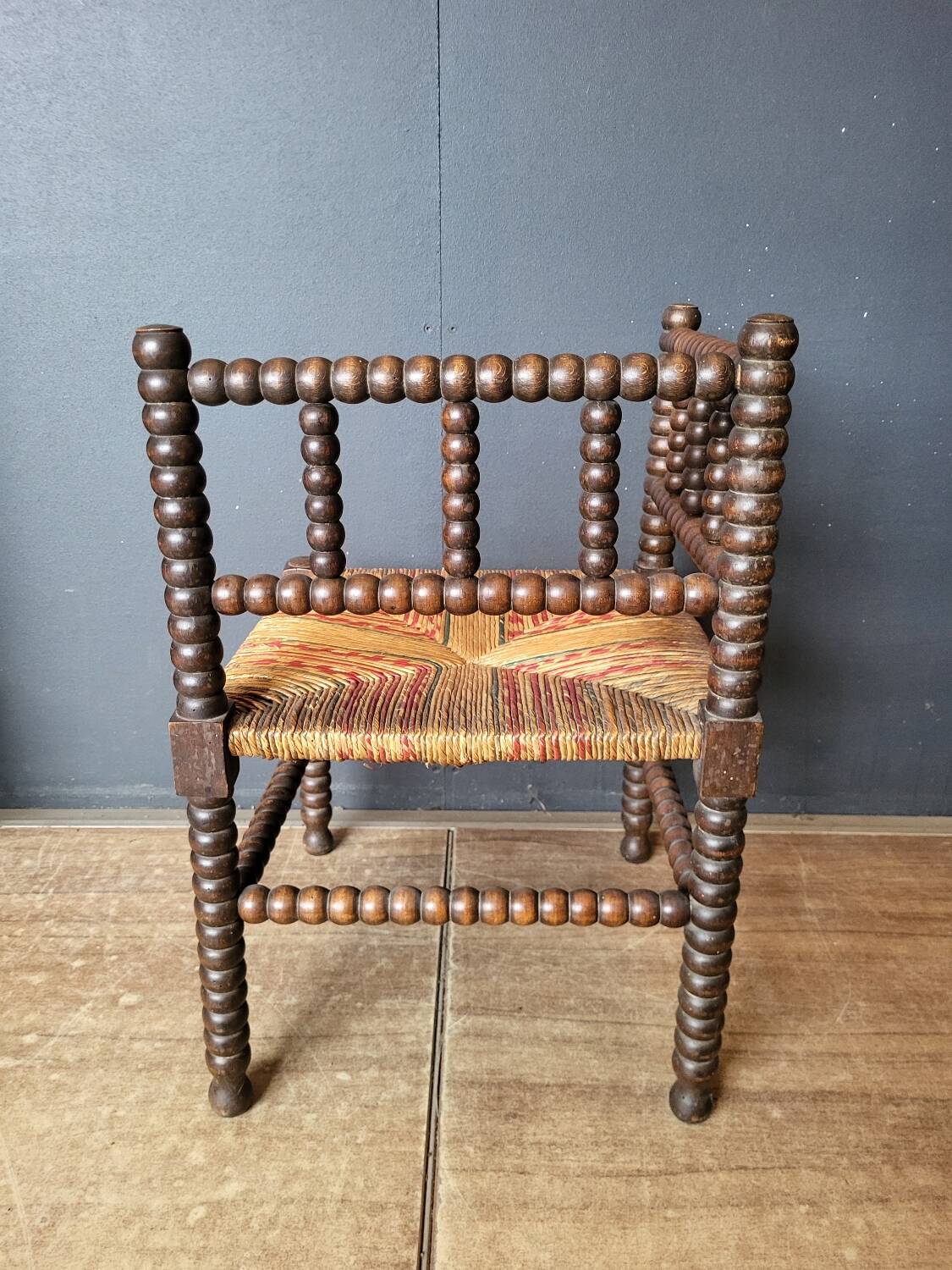 Authentic old corner armchair chair, fireside type, in good condition