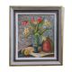 Mid-Century Modern "Still Life with Tulips" Swedish Vintage Expressionist Still Life Oil Painting, F