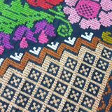 Brown wool rug with colorful boho flowers 142x196cm