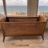 Baby cot in oak and caework