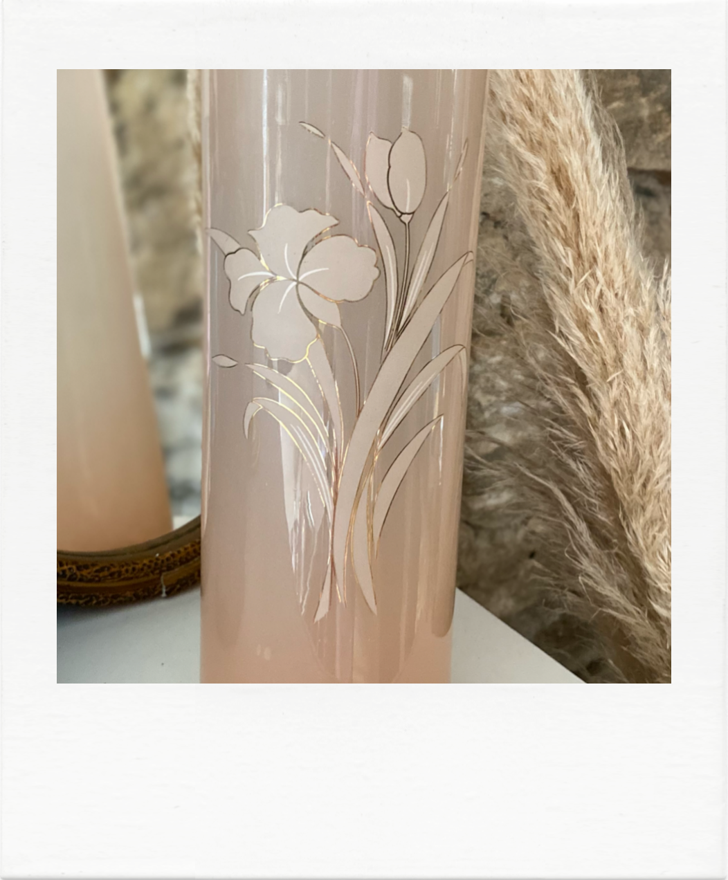 Pink and gold tube vase