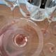 6 Luminarc wine glasses with pink stems from the 1980s.