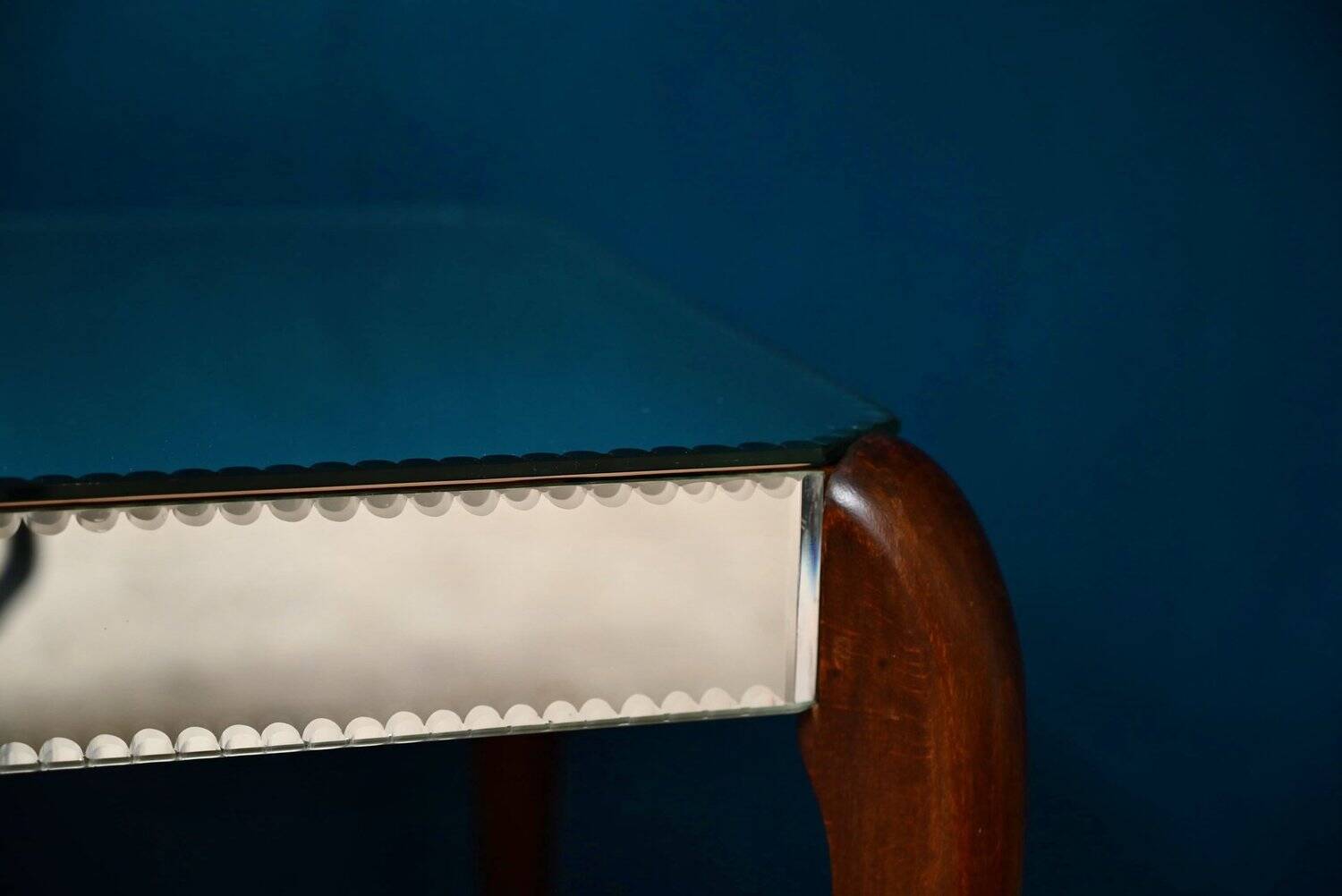 Art Deco coffee table with bevelled mirror from the 1940s, bohemian chic.