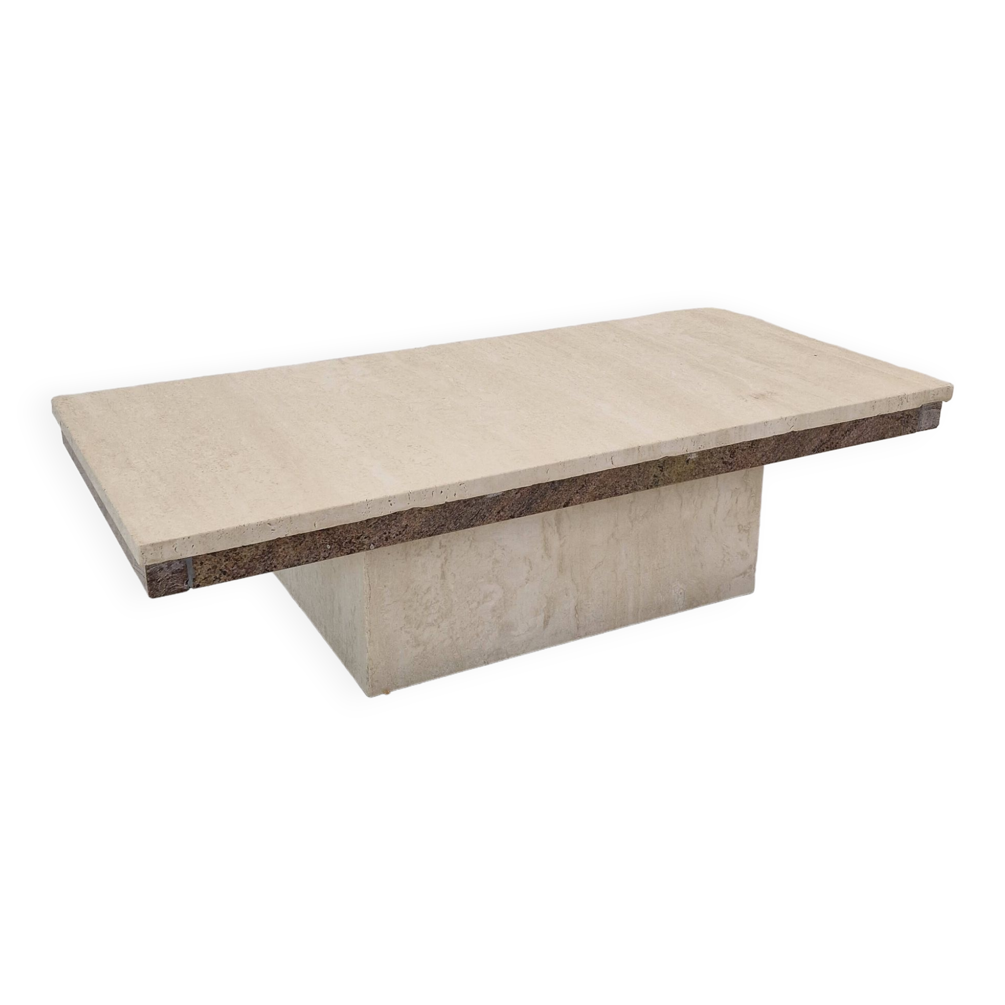 Table basse italienne en travertin et granit
