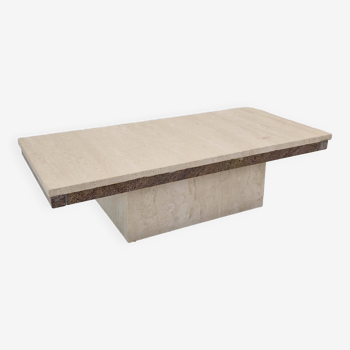 Table basse italienne en travertin et granit