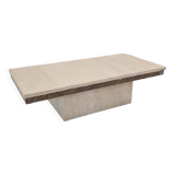 Italian Coffee Table in Travertine and Granite, 1980s