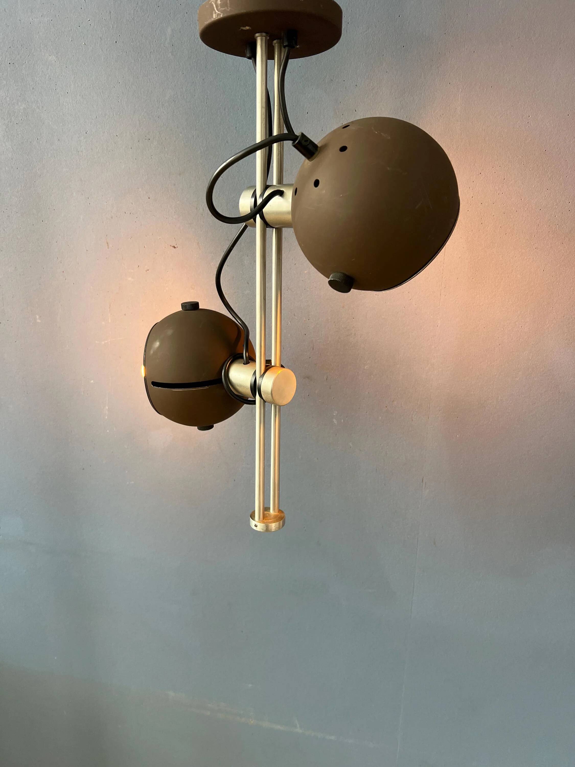 Brown ceiling light - Space Age fixture - vintage eyeball lamp