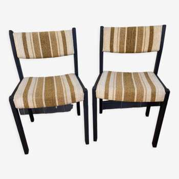 2 chaises bois et tissu vintage